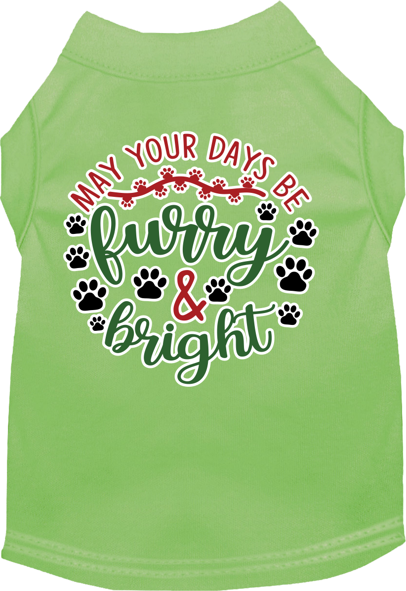 Furry and Bright Screen Print Dog Shirt Lime Green Size XXL